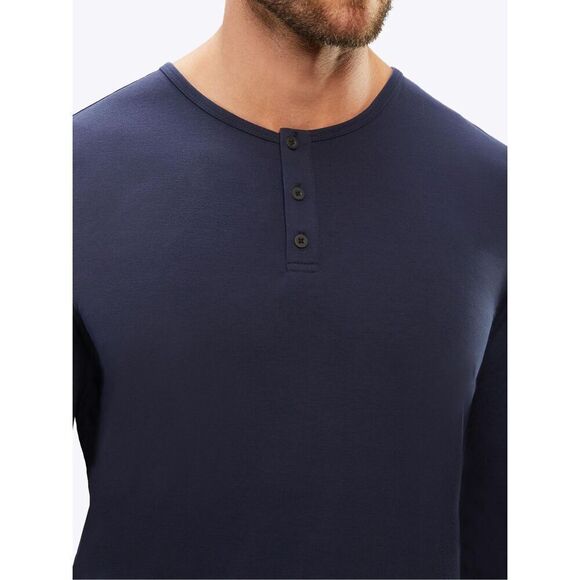 ✨Cuts AO Long Sleeve Navy Sz XL Henley Curve-Hem✨ - Picture 4 of 11